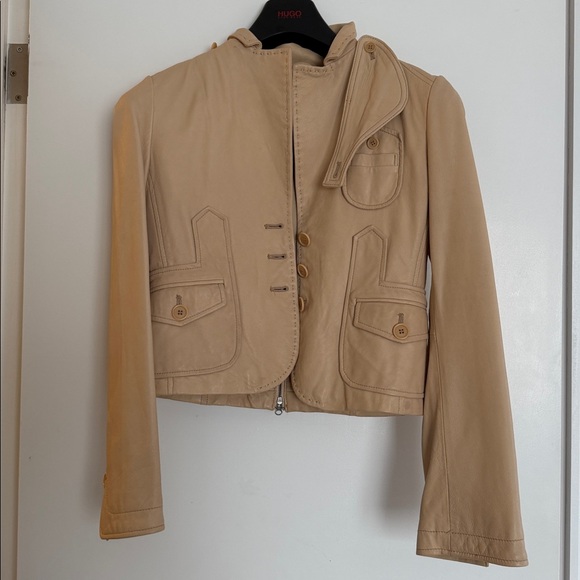 BCBGMAXAZRIA Leather Cream Women Jacket Sz.S - Picture 1 of 13